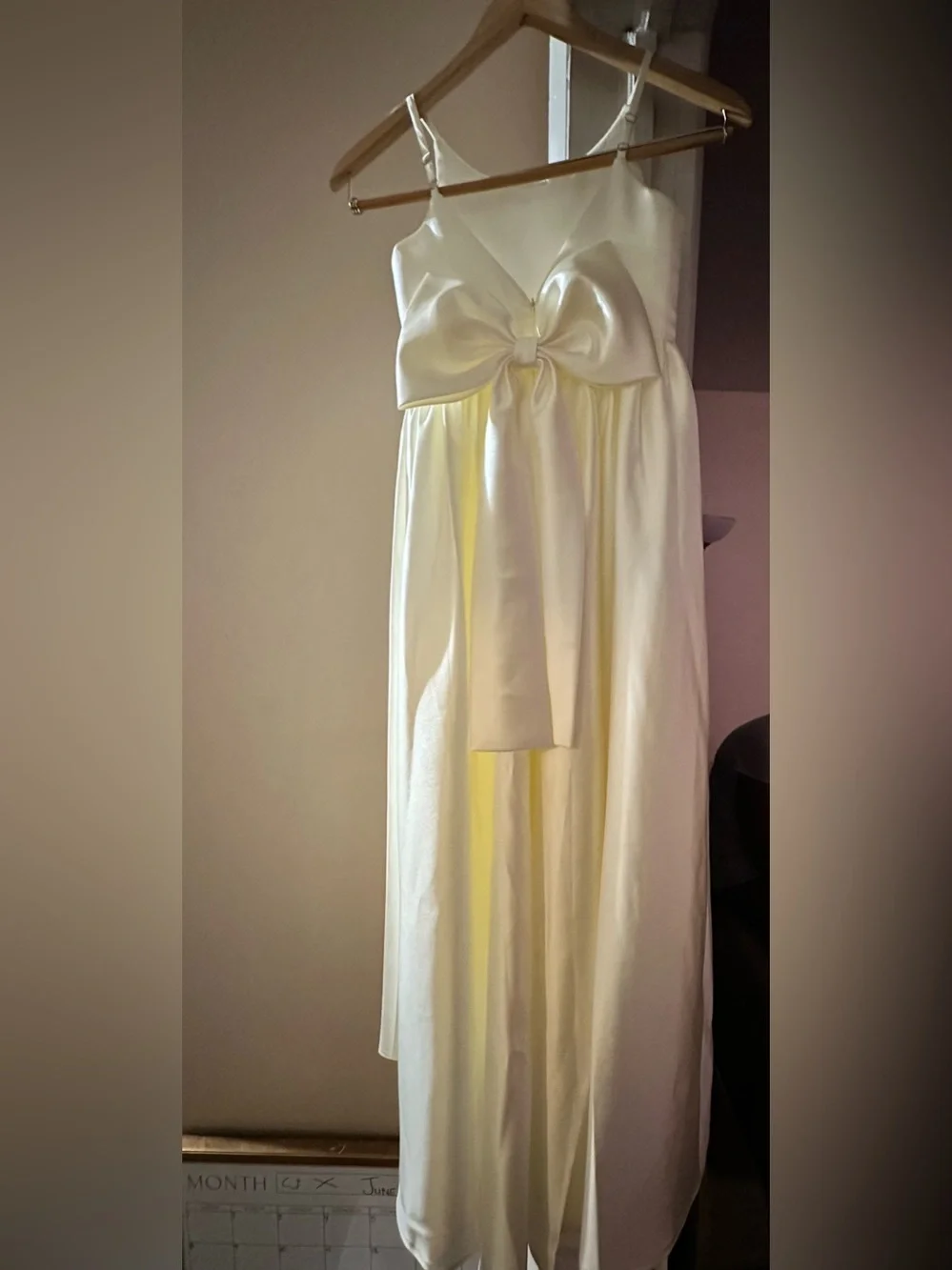 Elegant Satin Strapless Gown in Pale Yellow